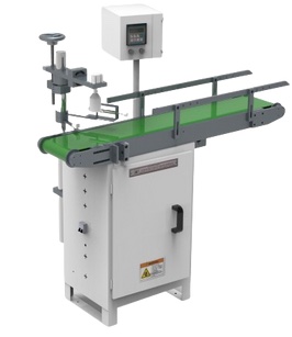 Conveyor-mounted container leak detector
