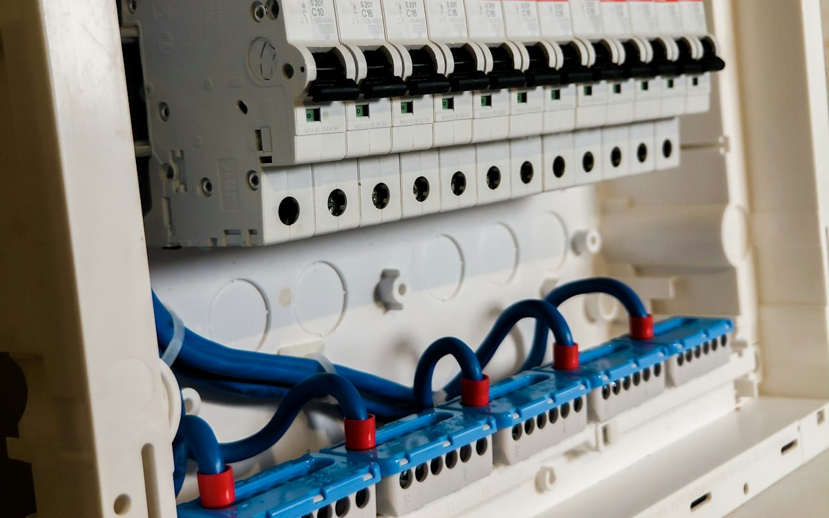 Miniature circuit breakers and terminal blocks in a distribution board